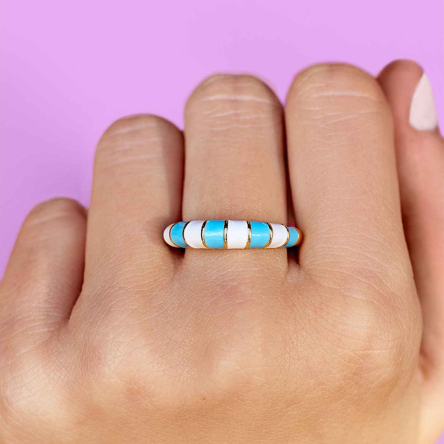 Striped Enamel Gold Ring