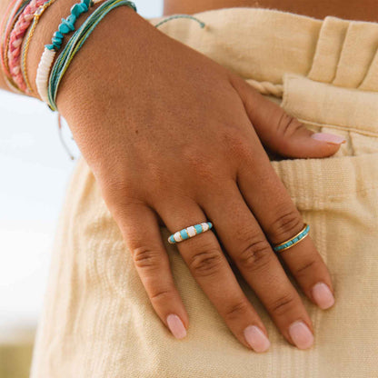 Striped Enamel Gold Ring