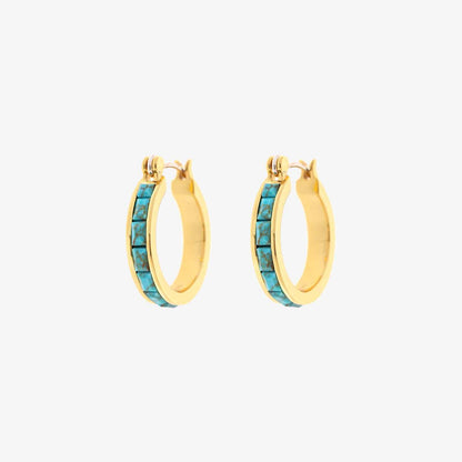 Turquoise Tile Hoop Earrings