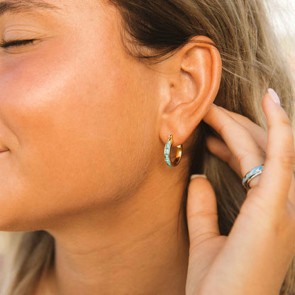 Turquoise Tile Hoop Earrings