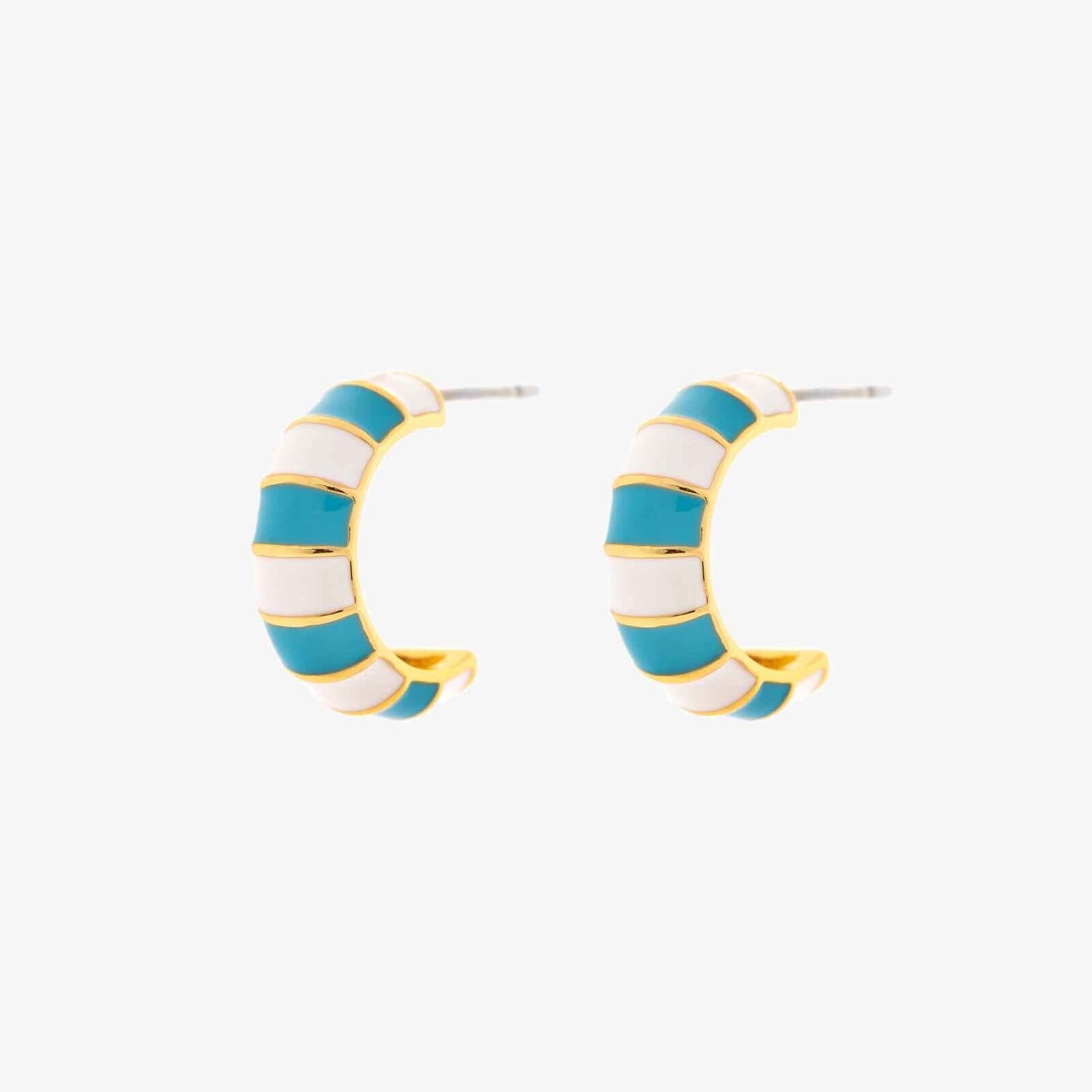 Striped Enamel Gold Hoop Earrings