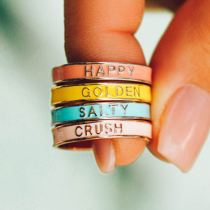 Salty Enamel Word Ring