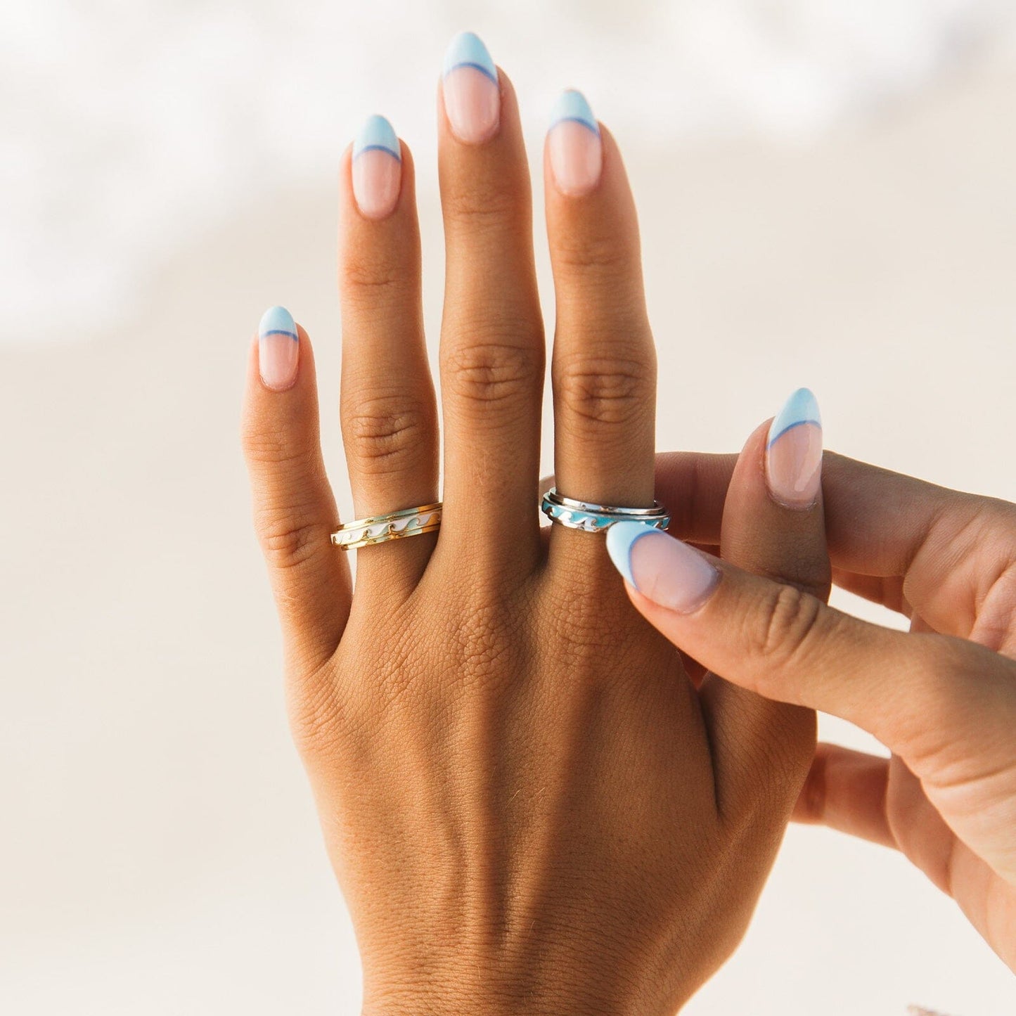 Enamel Wave Fidget Ring