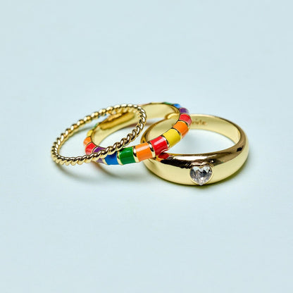 Rainbow Enamel Ring Stack