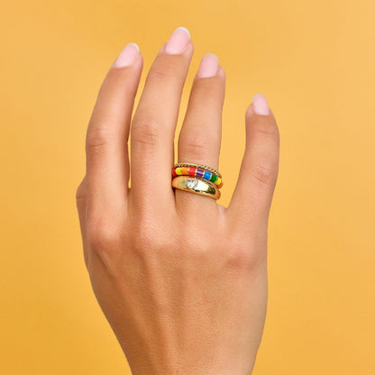 Rainbow Enamel Ring Stack