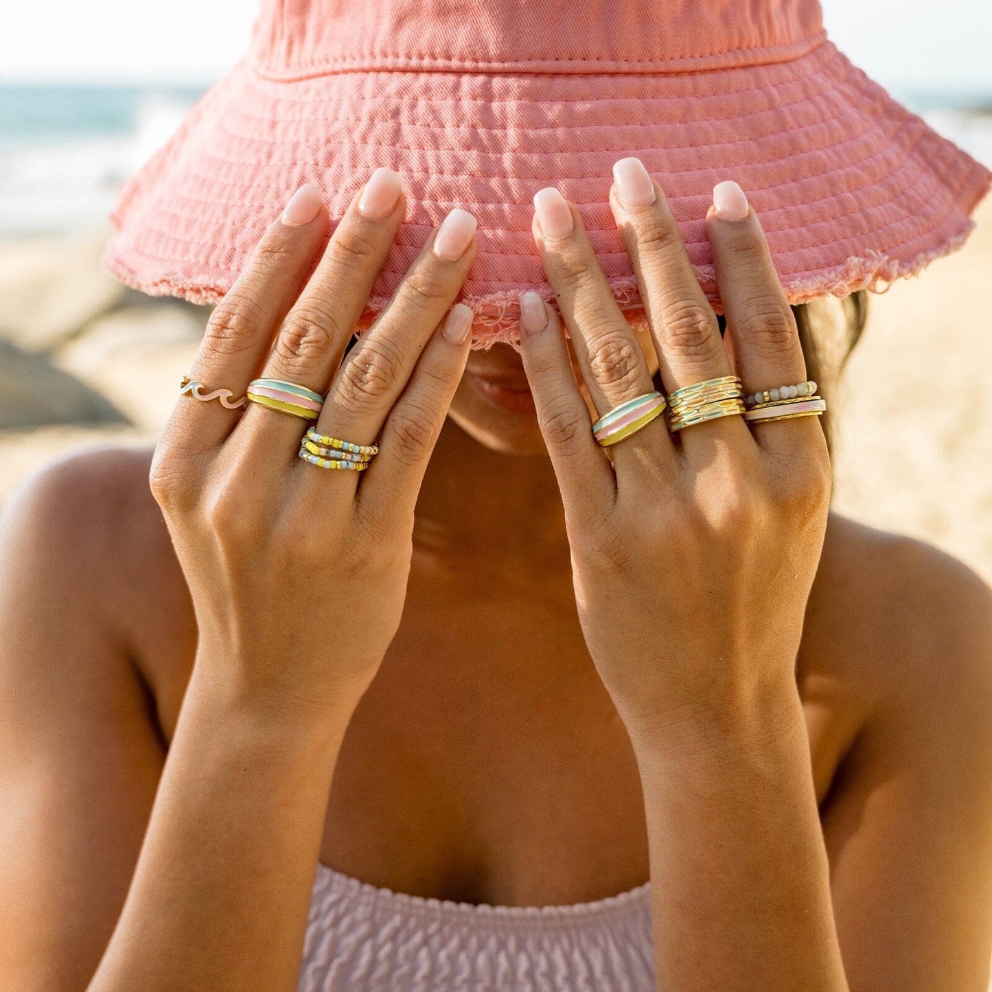 Ombre Rainbow Bead Stretch Ring