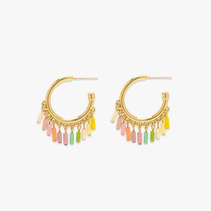 Ombre Enamel Hoop Earrings