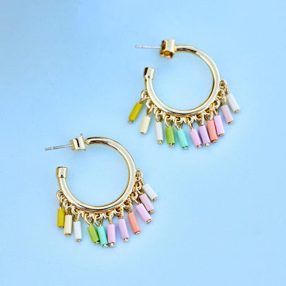 Ombre Enamel Hoop Earrings