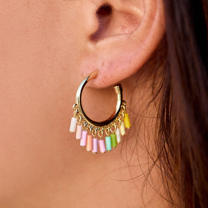 Ombre Enamel Hoop Earrings