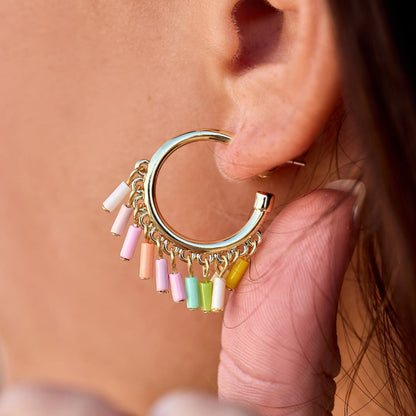 Ombre Enamel Hoop Earrings