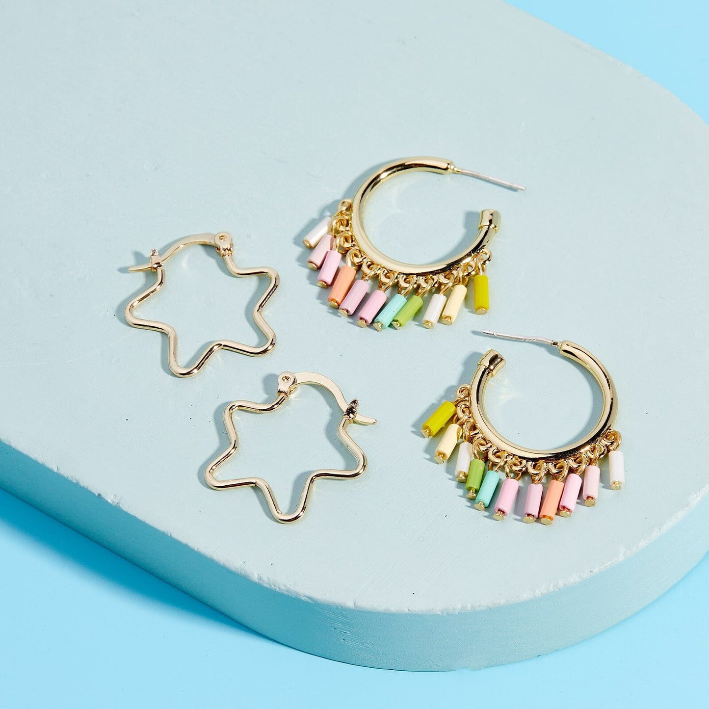 Ombre Enamel Hoop Earrings